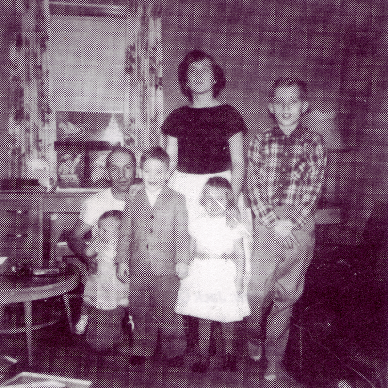Steve, Jeanie, David, Joanie, Marie and Tom, Christmas 1949